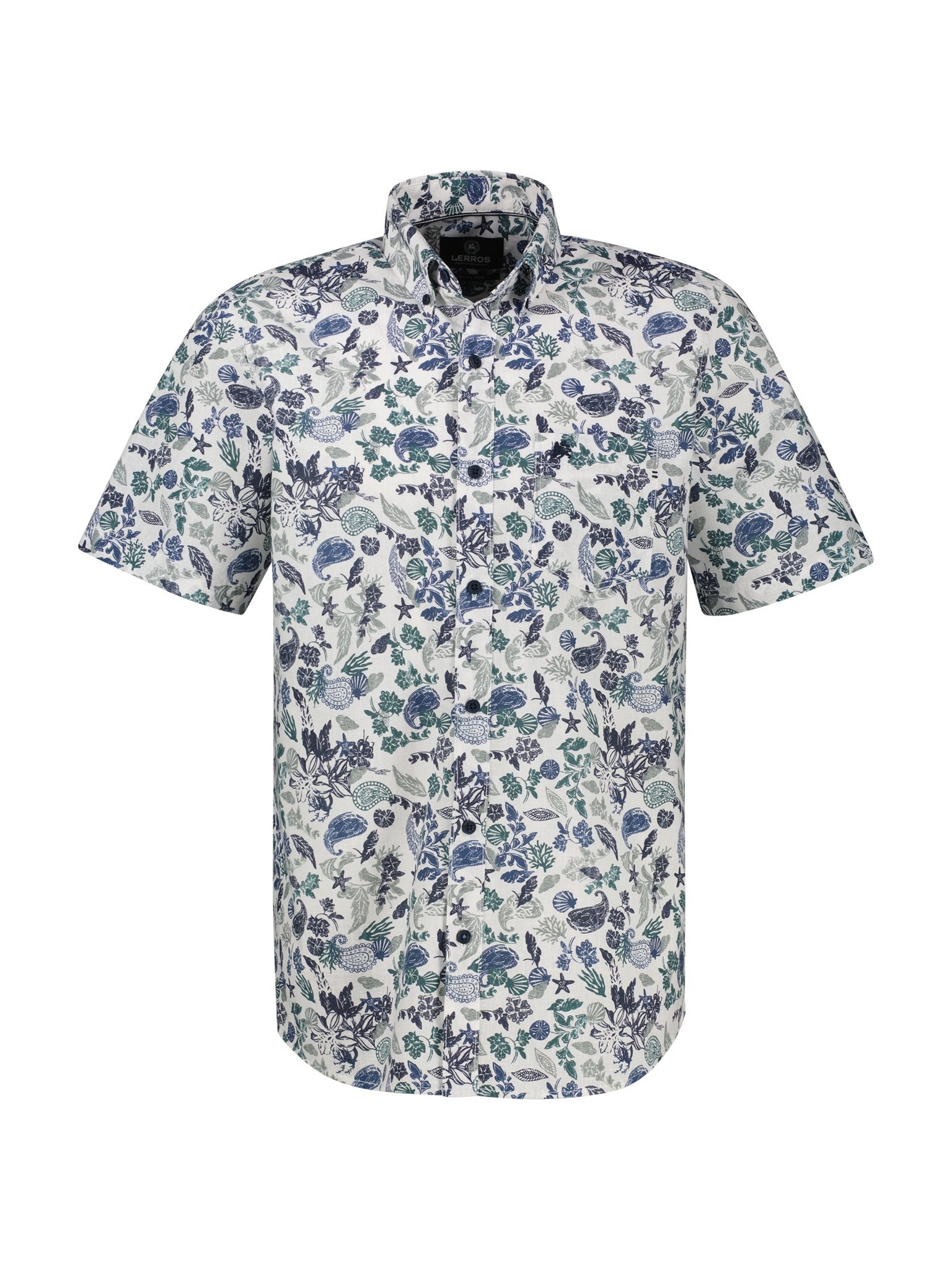 Lerros Herren Hemden kurz Broken White