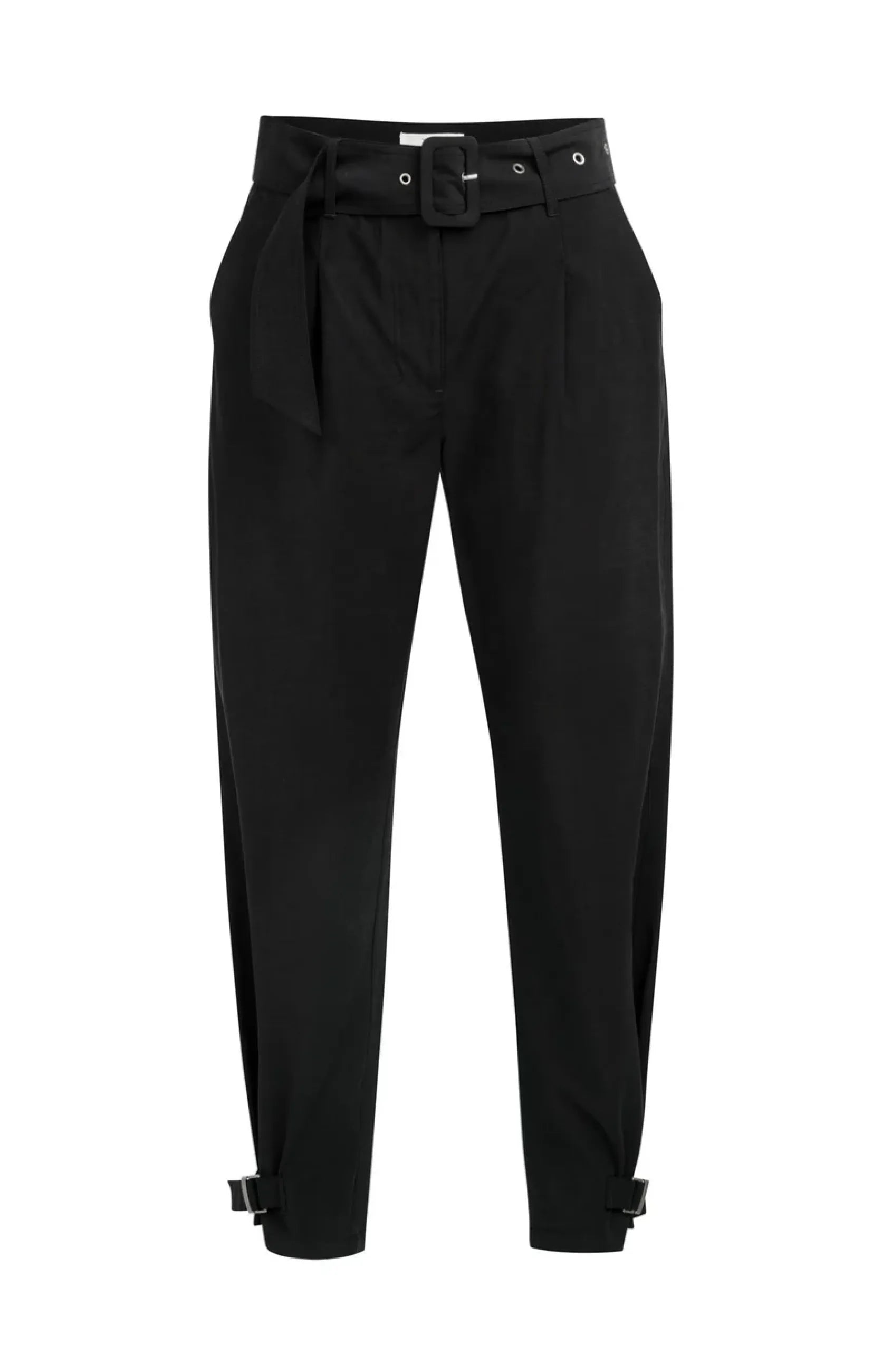 Hose mit hohem Bund und Riemen am Saum