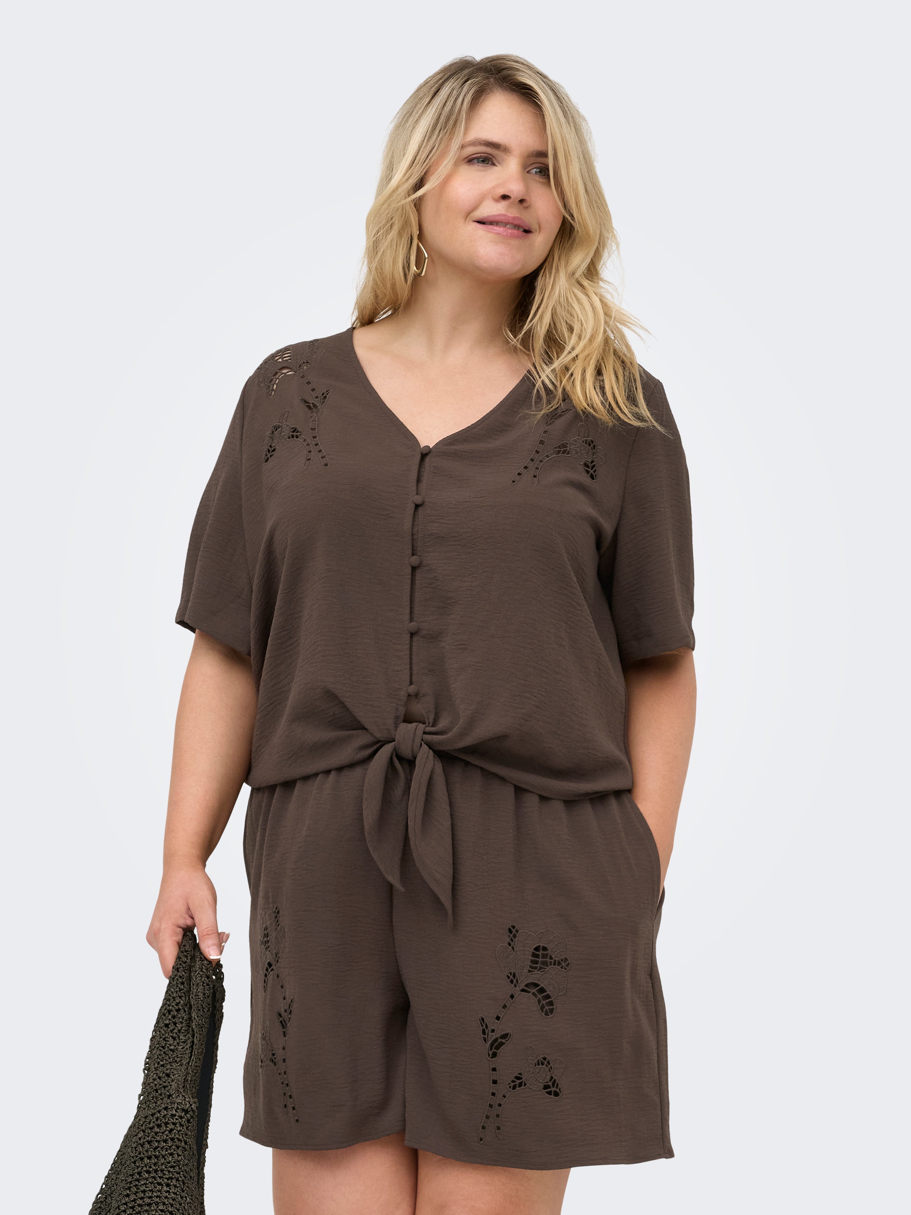 Only Caramkoma Damen T-Shirts Chocolate Marti