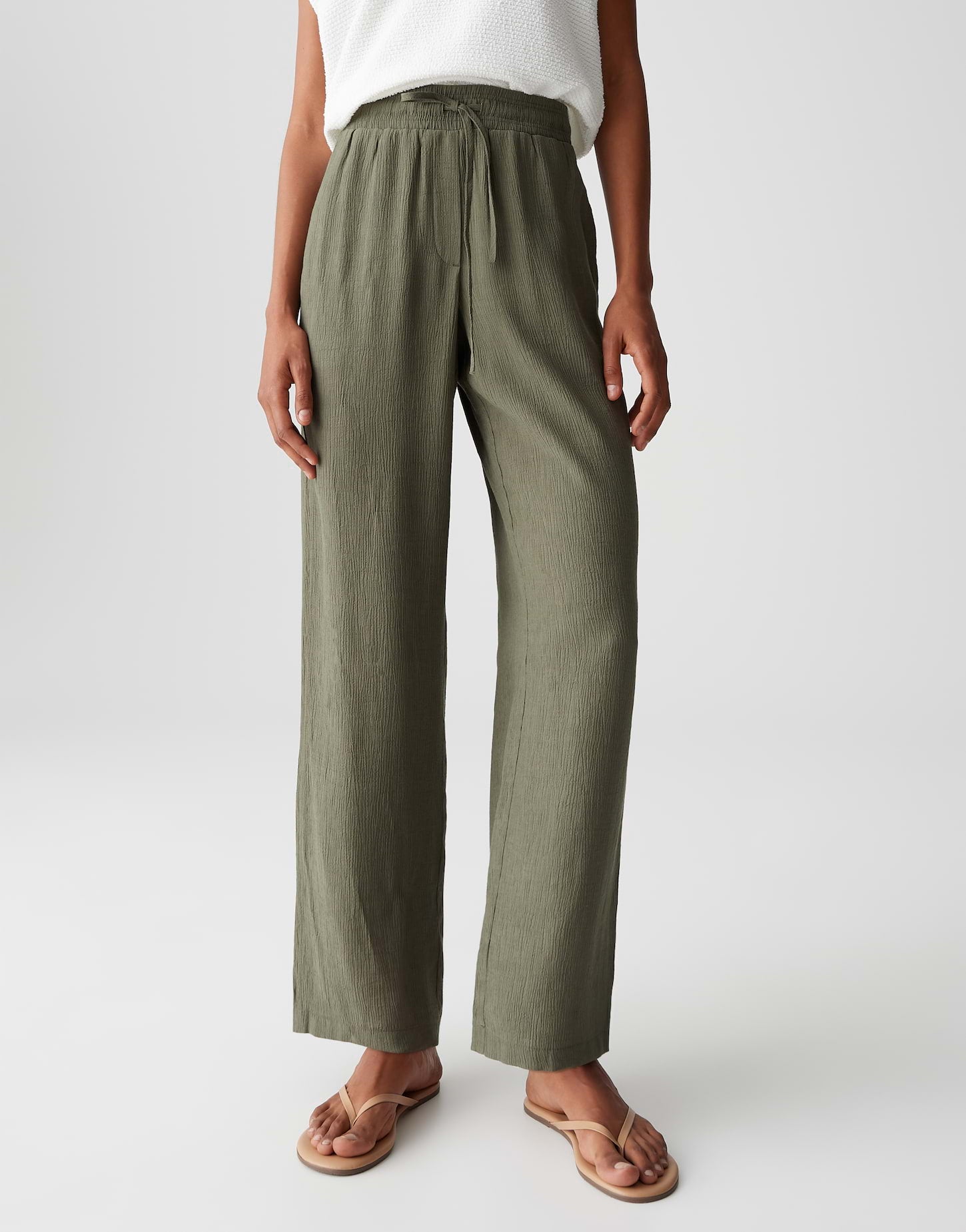 Opus Damen Hosen Olive Leaf