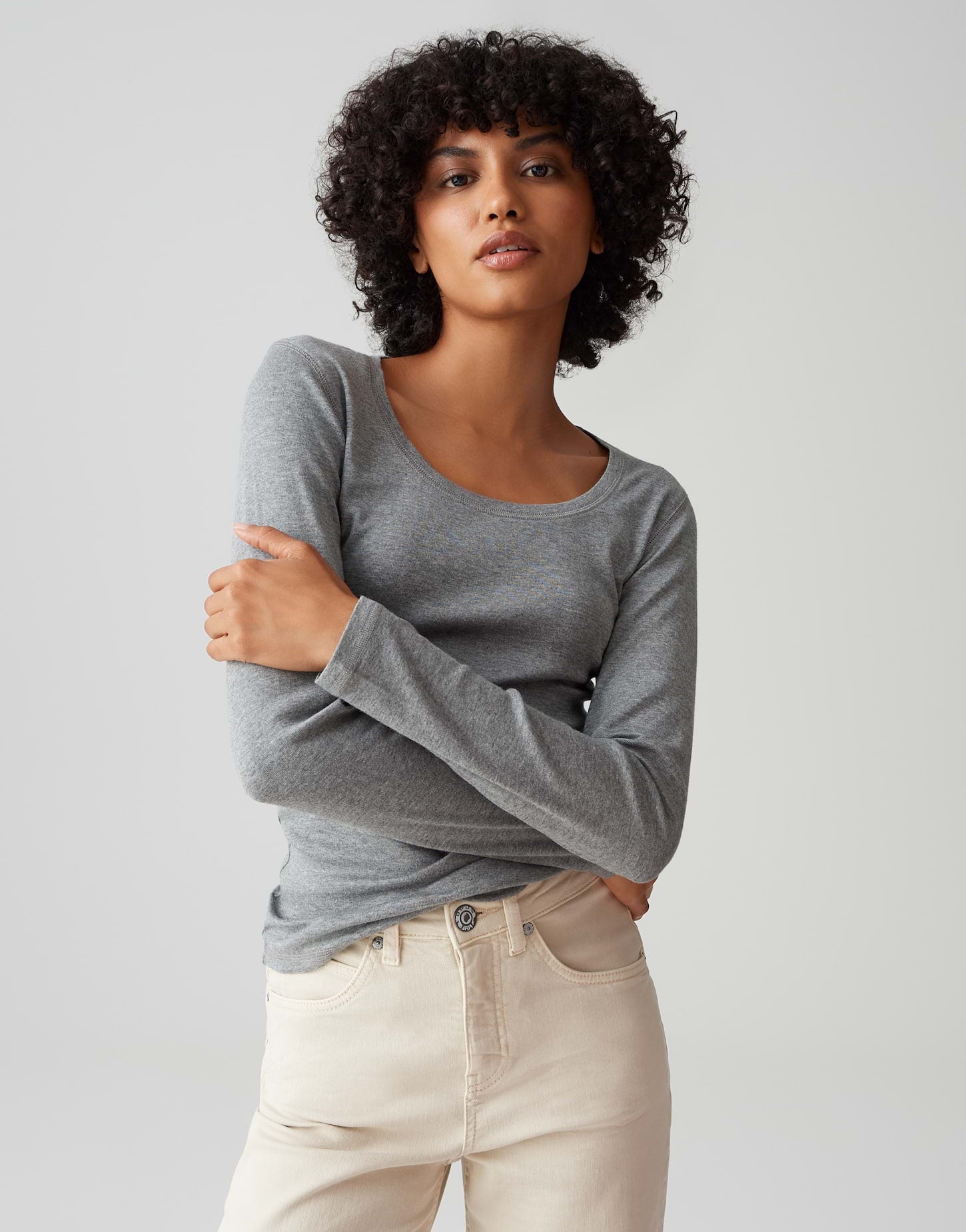 Opus Damen T-Shirts Easy Grey