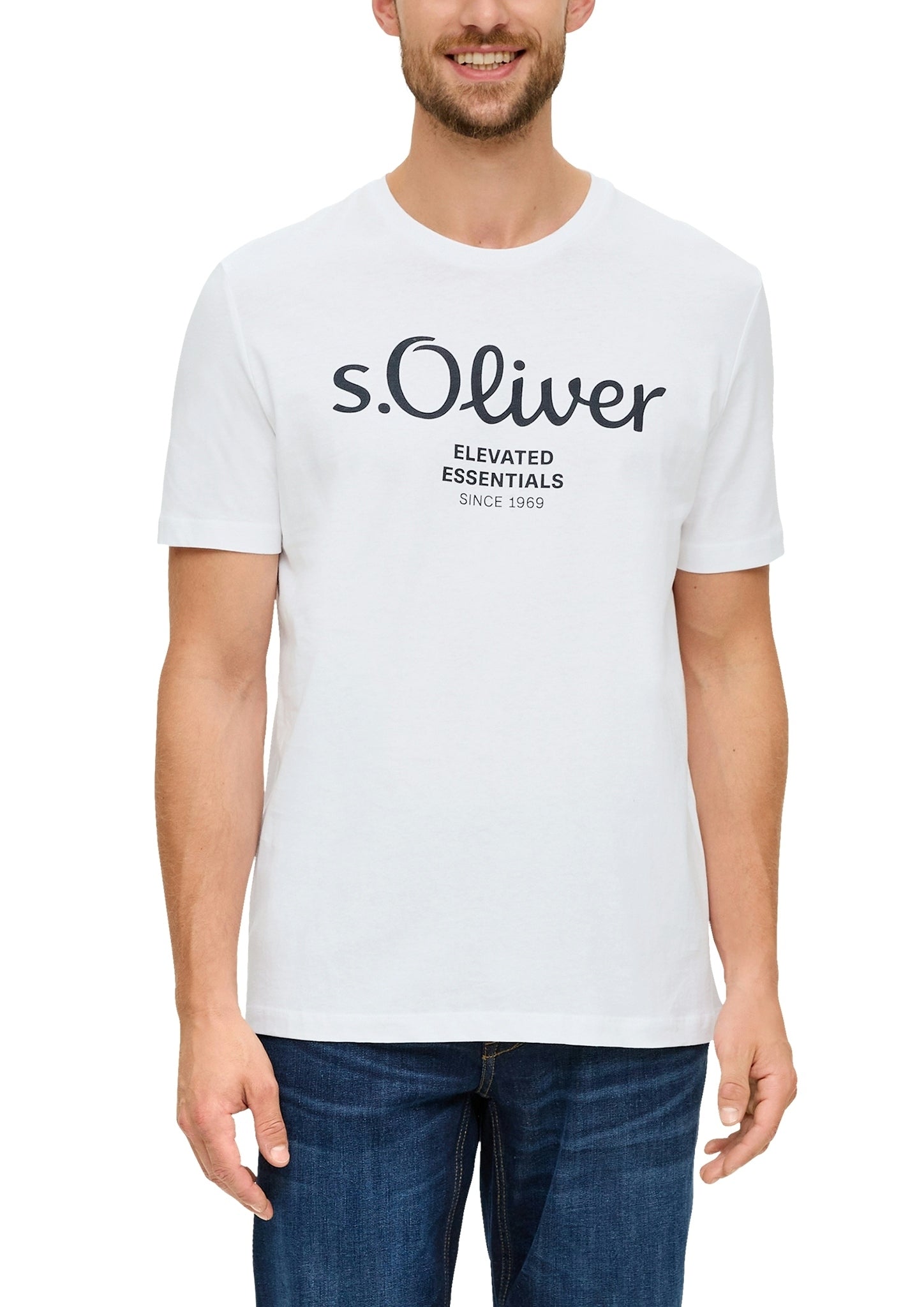 S. Oliver red Herren T-Shirts kurz White