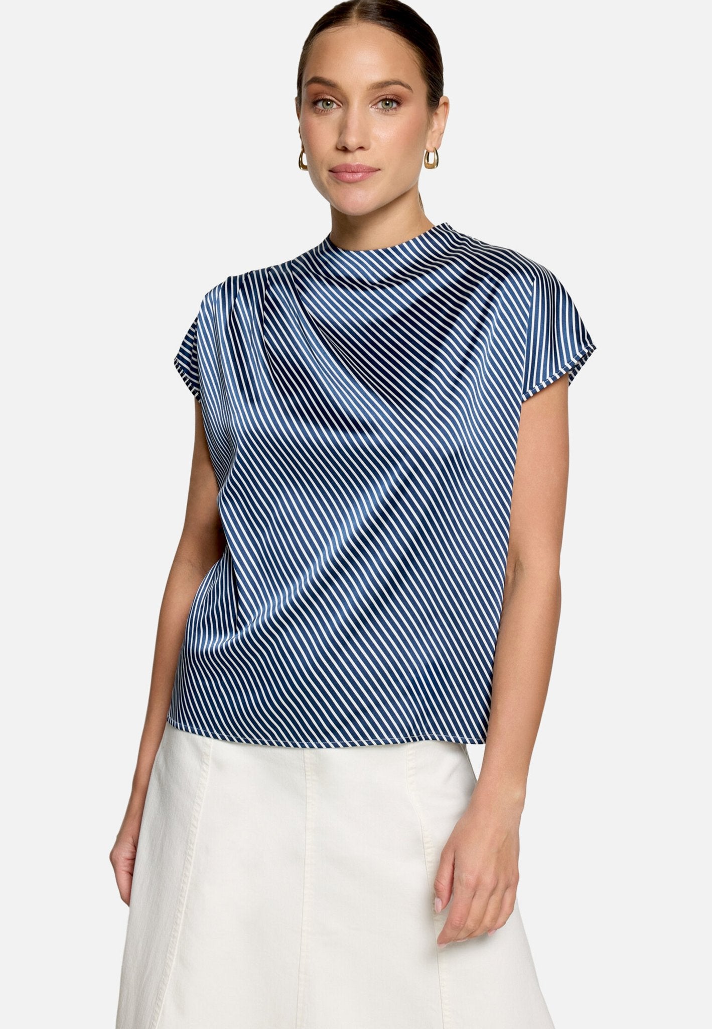 Zero Damen Blusen Dark Blue/White