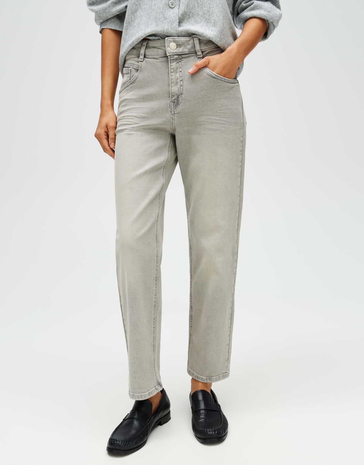Opus Damen Jeans Bright Grey