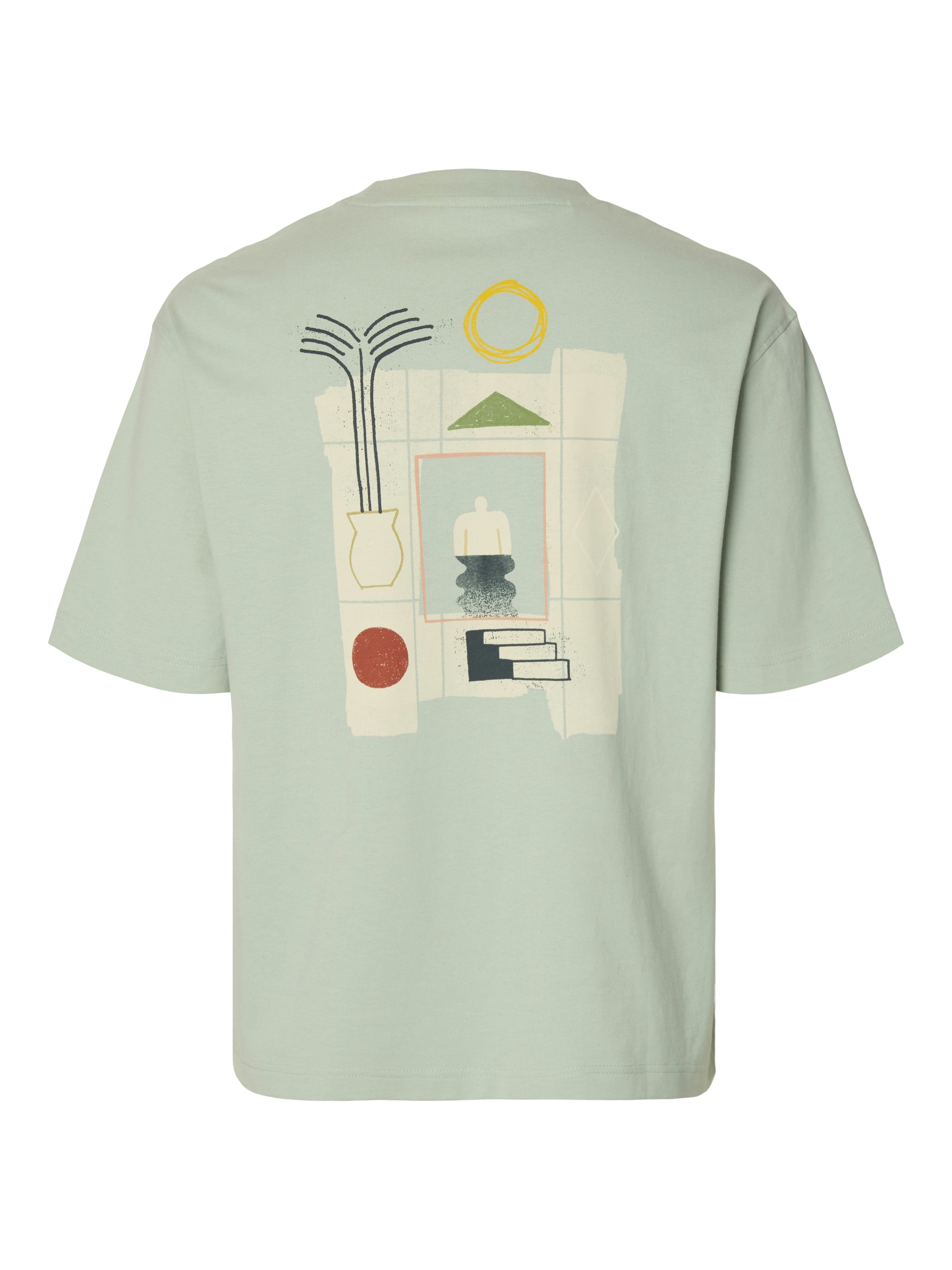 Selected homme Herren T-Shirts kurz Aqua Gra