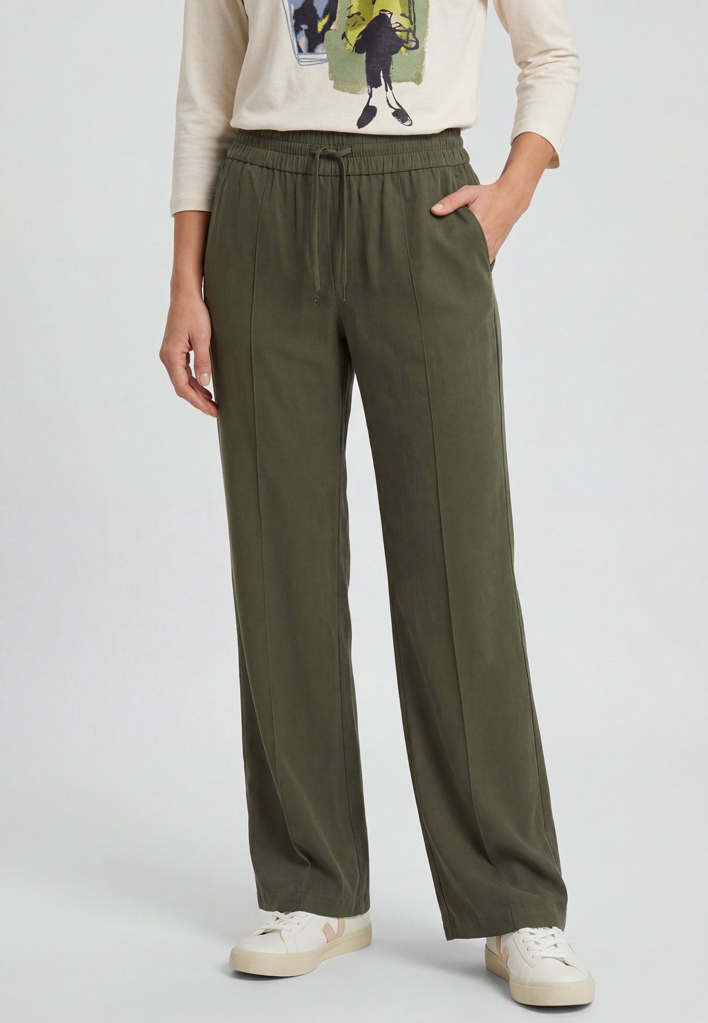 Olsen Damen Hosen Olive Gre