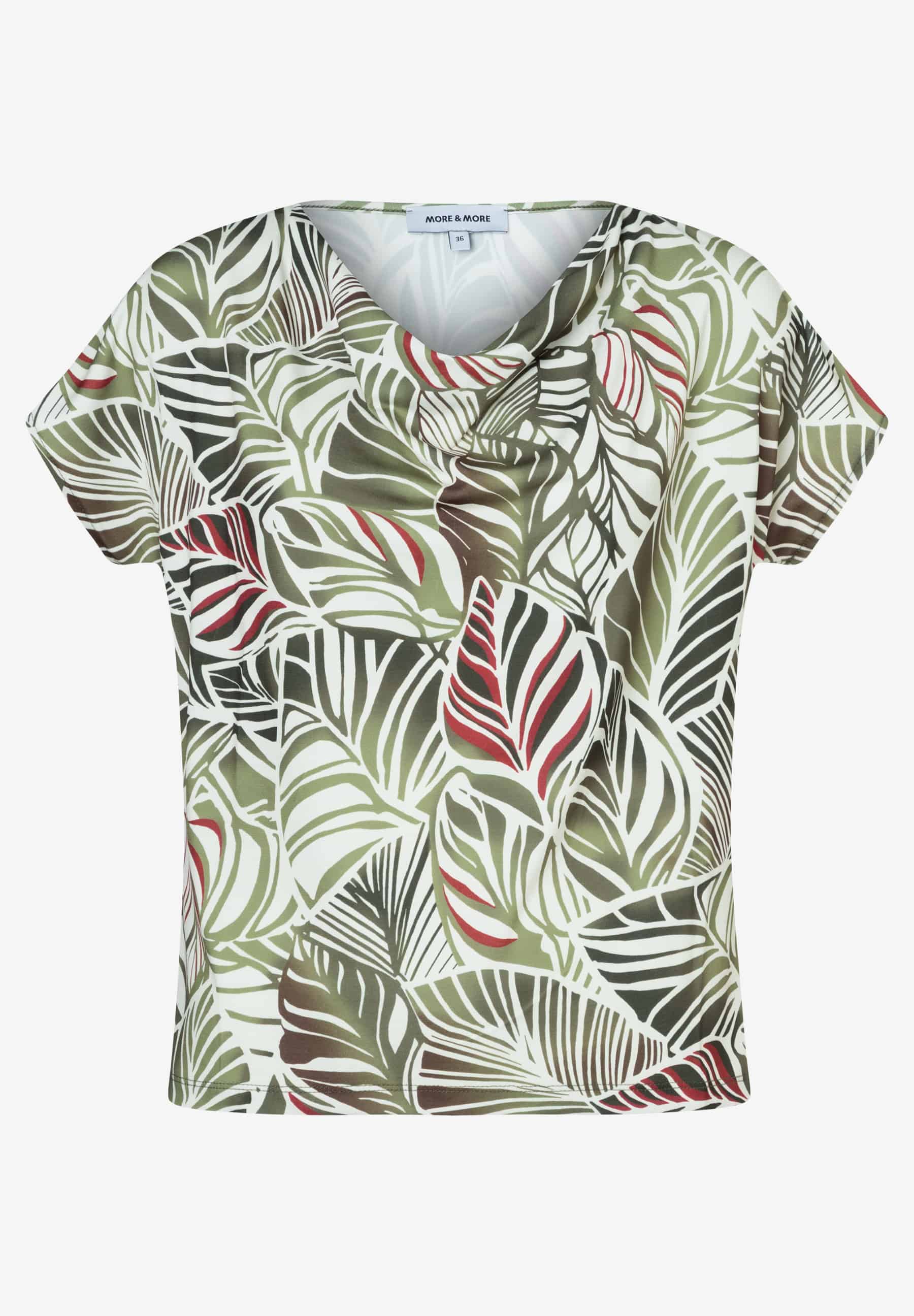 More & More Damen T-Shirts Big Leaves