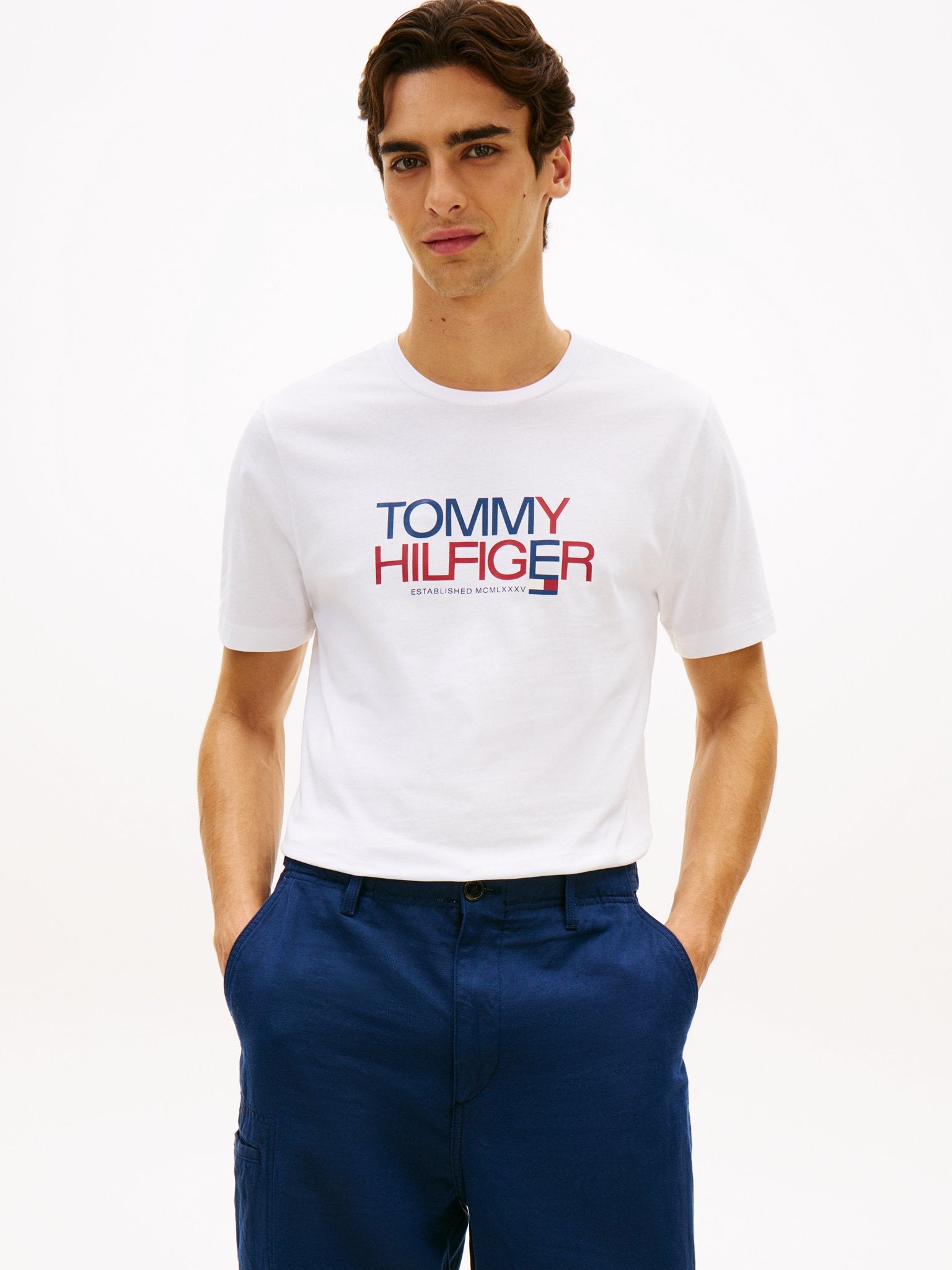 Tommy Hilfiger Herren T-Shirts kurz Ybr White