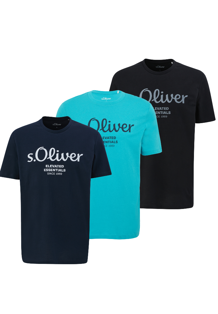 S. Oliver red Herren T-Shirts kurz Blue Green Blac