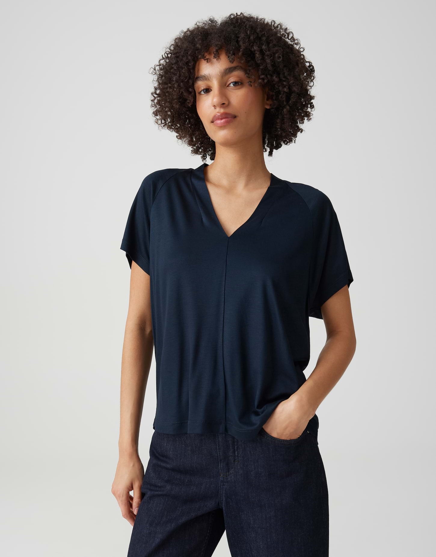 Opus Damen T-Shirts Coal Blue