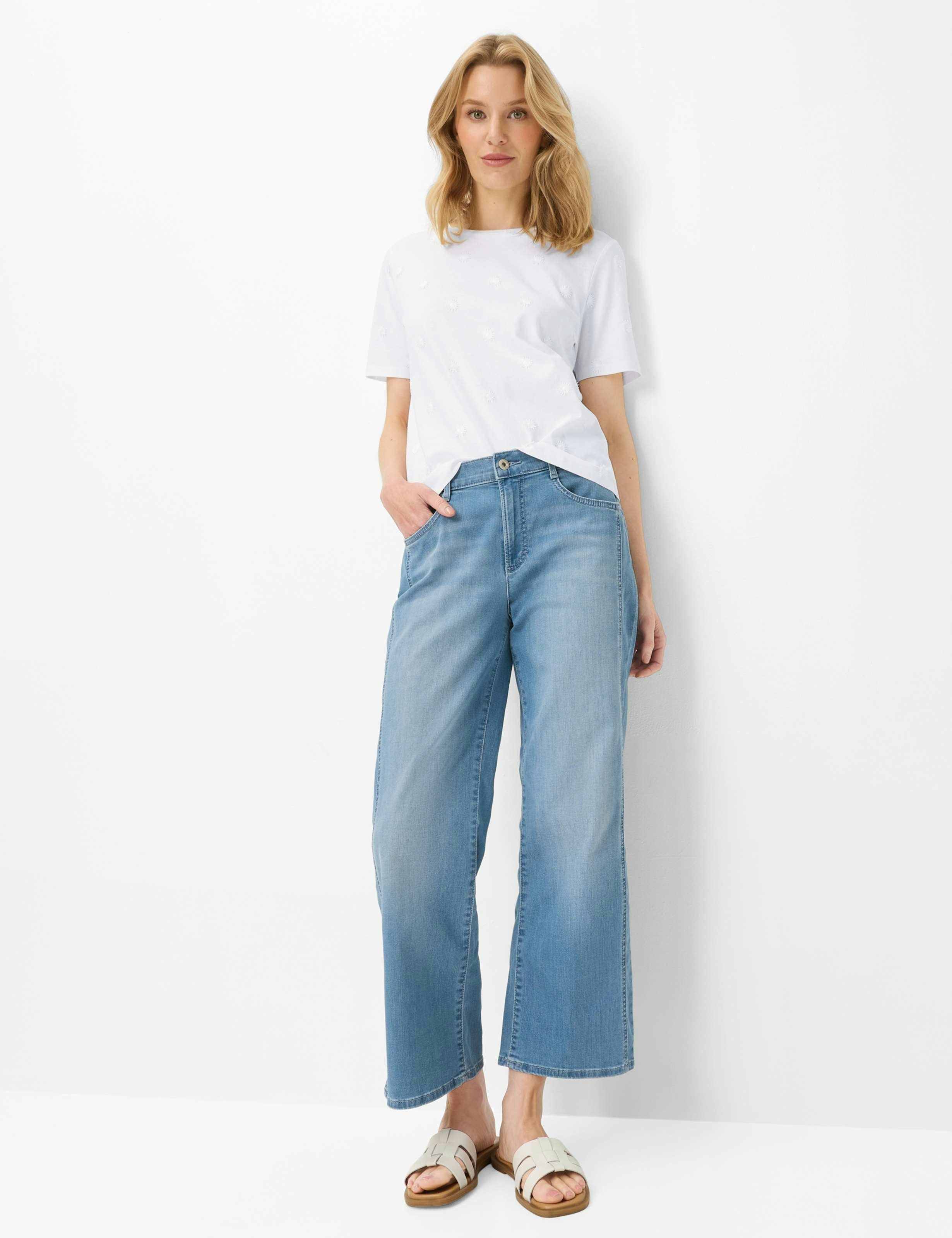 Brax Damen Jeans Used Light Blue