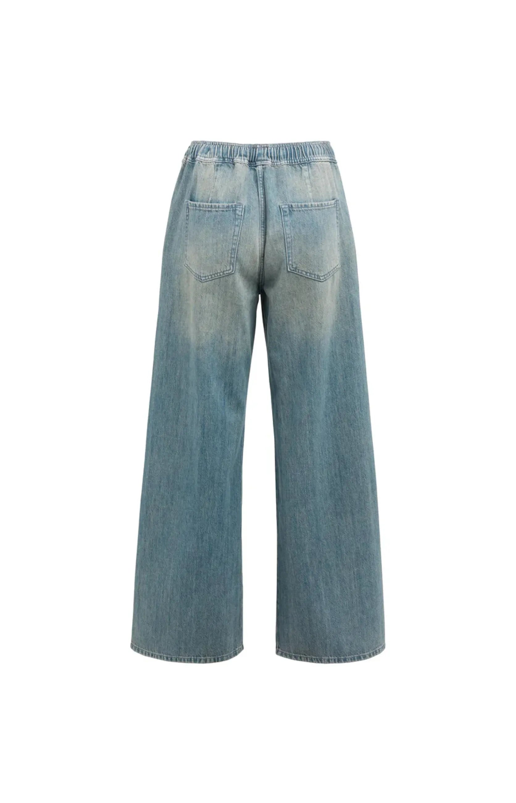 Jeans mit weitem Bein und Kordelzug