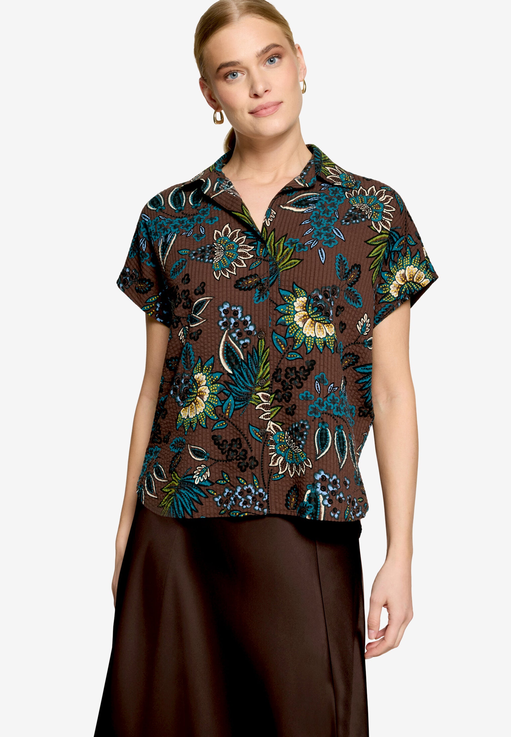 Zero Damen Blusen Brown/Petrol