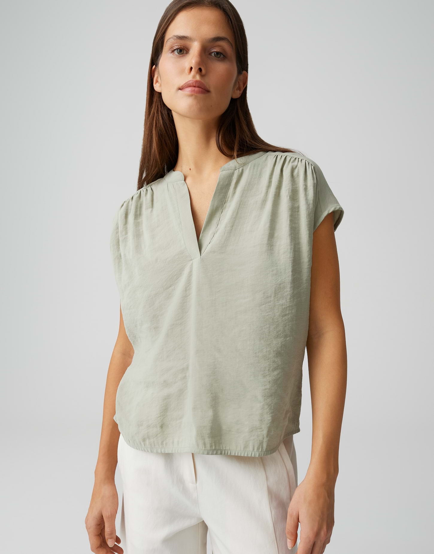 Opus Damen T-Shirts Pale Olive