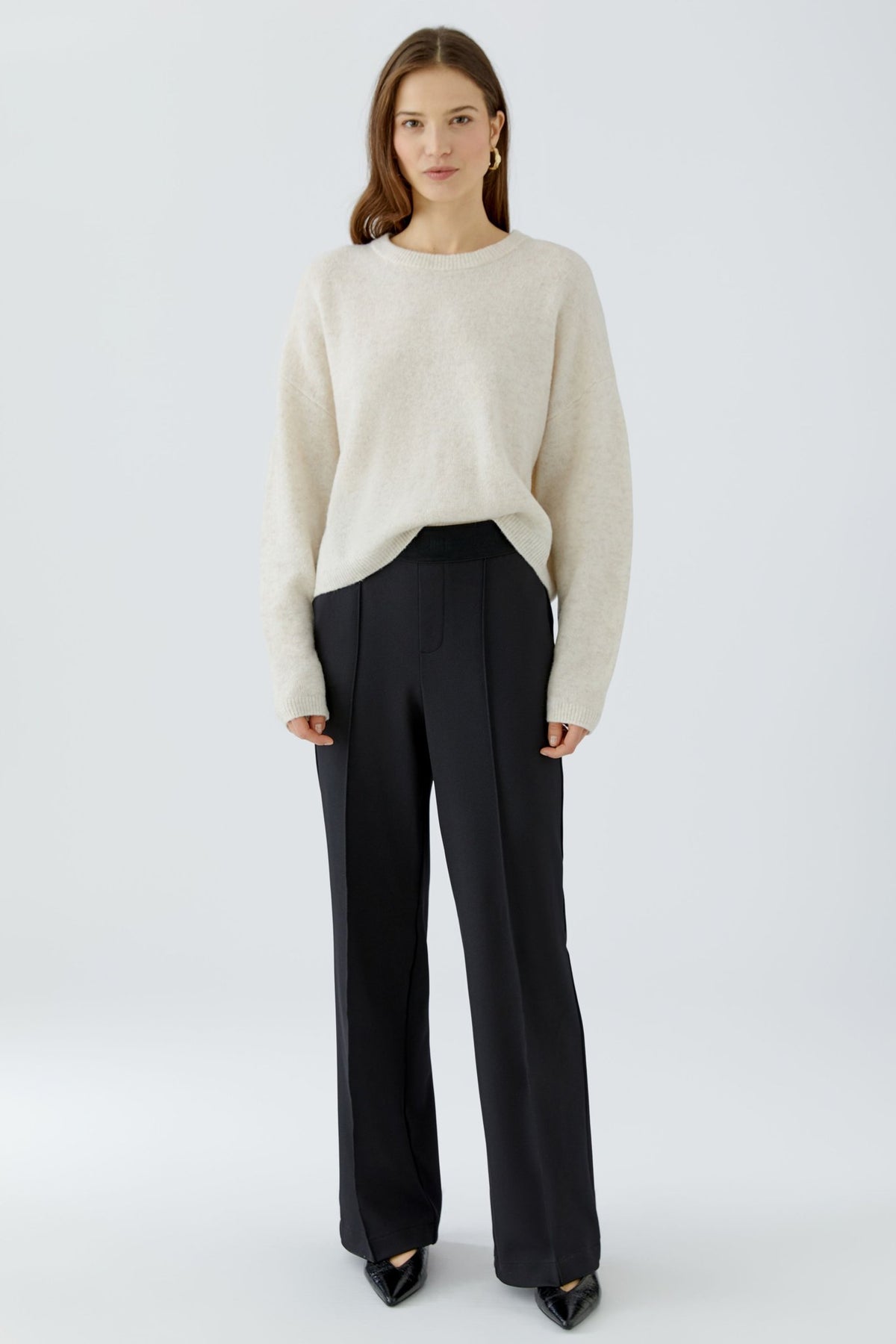 Oui Damen Pullover Offwhite