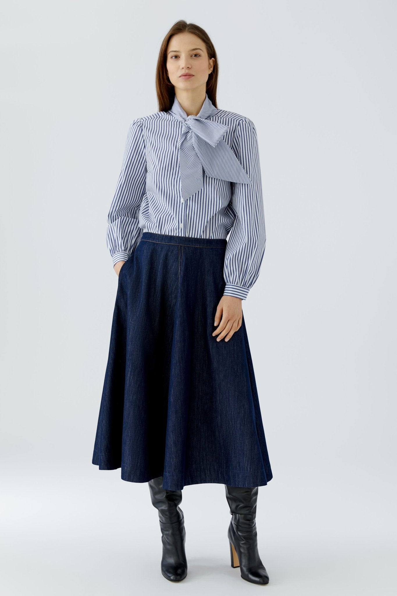 Oui Damen Rock Raw Denim