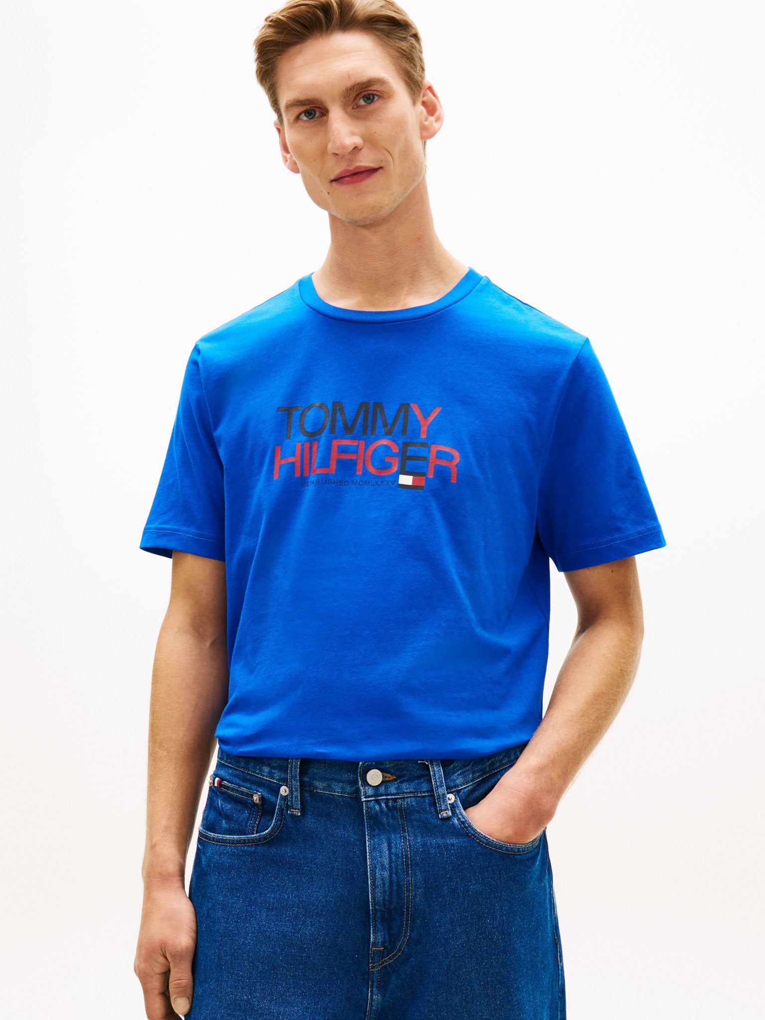 Tommy Hilfiger Herren T-Shirts kurz Cf Blue