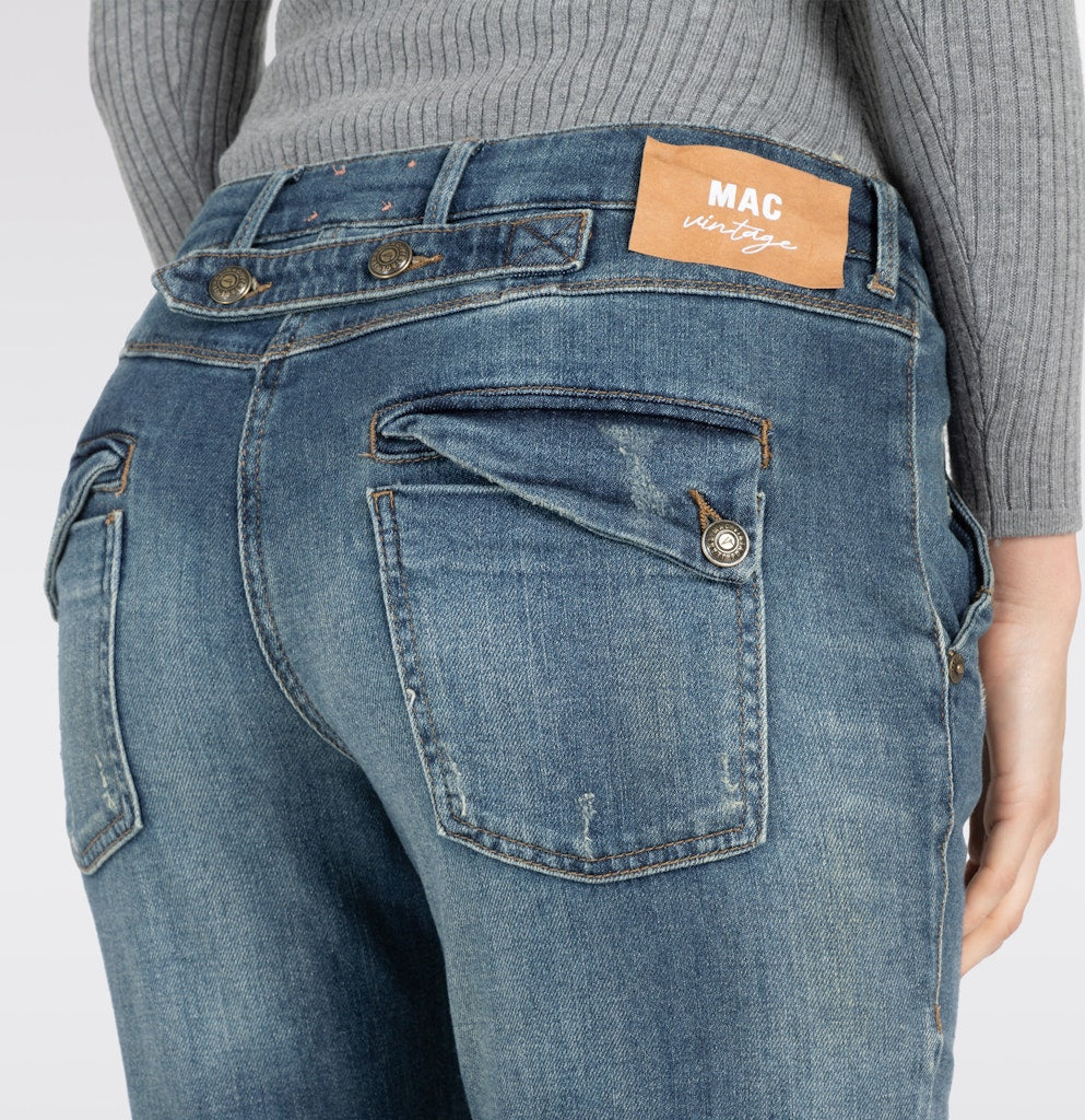 Mac Damen Jeans Green Destroyed