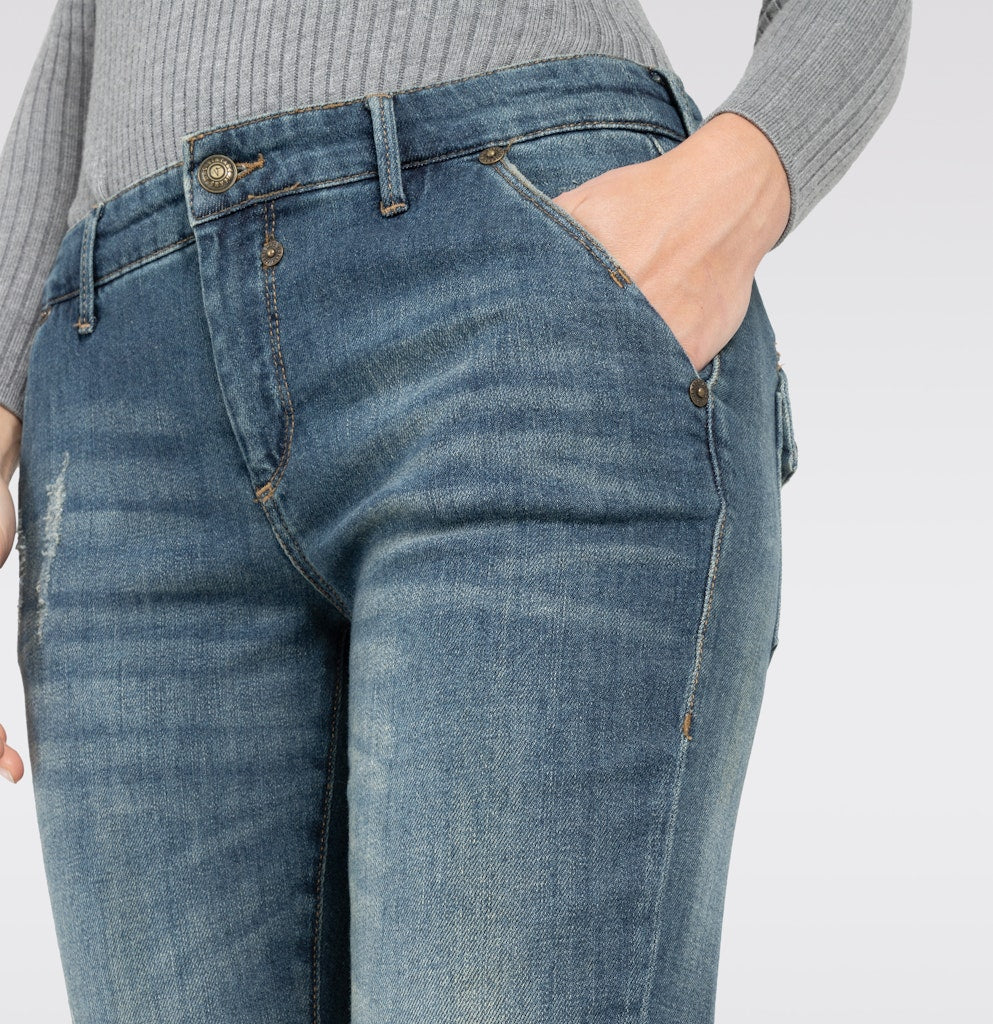 Mac Damen Jeans Green Destroyed