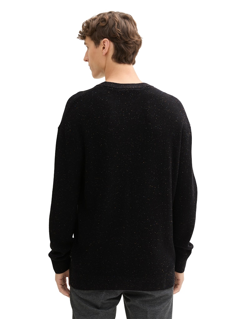Tom Tailor denim Herren Pullover Black Multicolo
