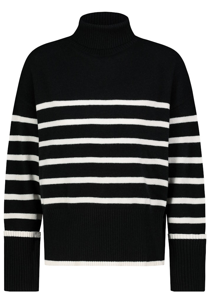 eight2nine Damen Pullover Black - Offwhit