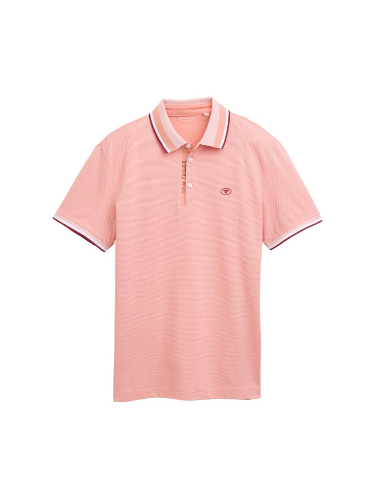 Tom Tailor Herren Polo-Shirts Hazy Coral Whit