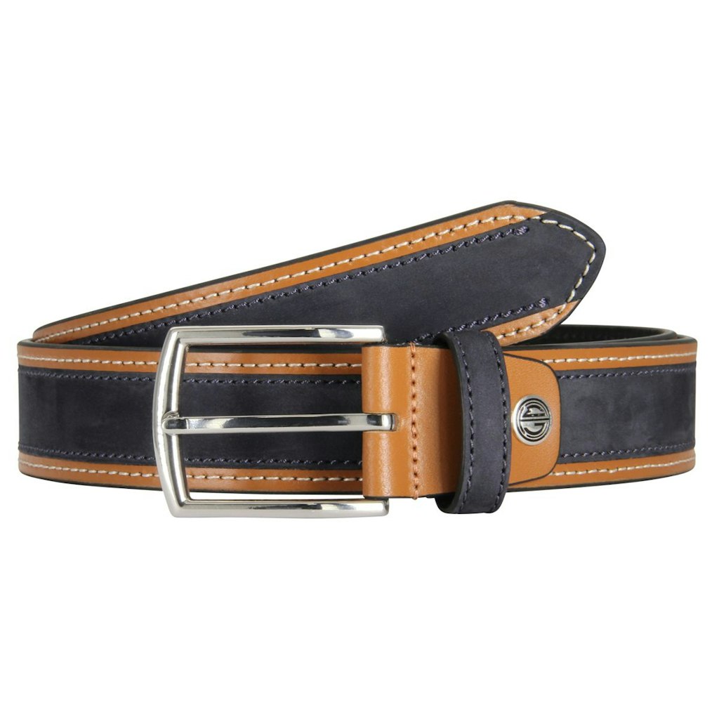 LINDENMANN Herren Gürtel Cognac-Marine