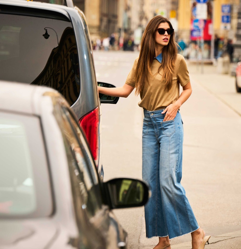 Mac Damen Jeans Blue High-Low W