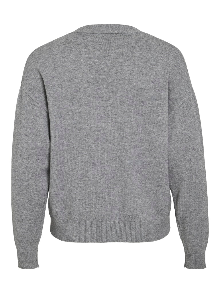 Vila Damen Strickjacken Medium Grey Mel