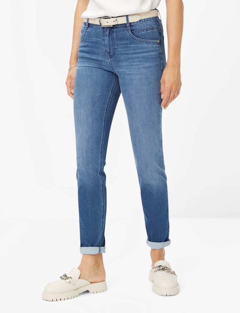 Brax Damen Jeans Used Stone Blue