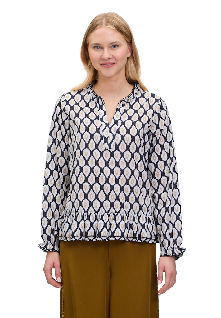 Cartoon Damen Blusen Blue/Nature