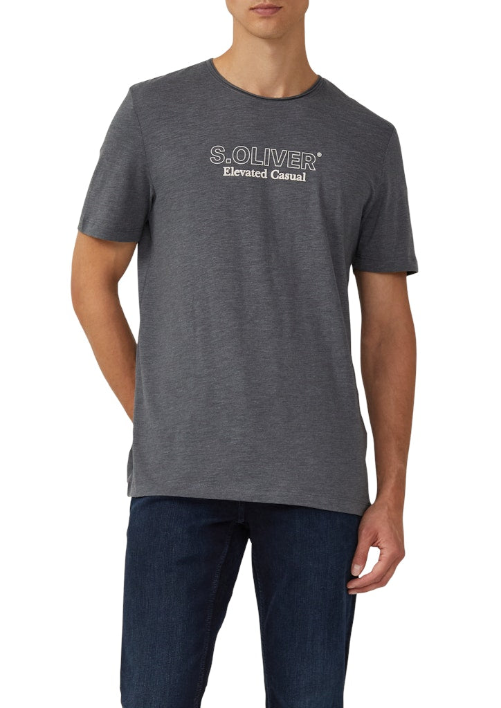 S. Oliver red Herren T-Shirts kurz Grey/Black