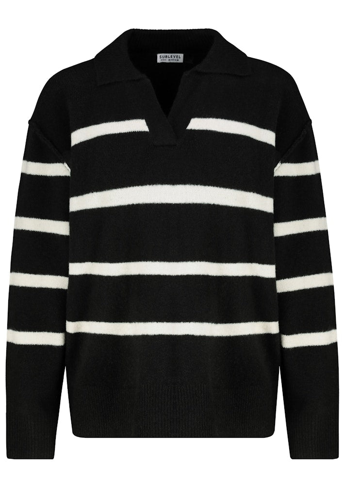 eight2nine Damen Pullover Black - Offwhit