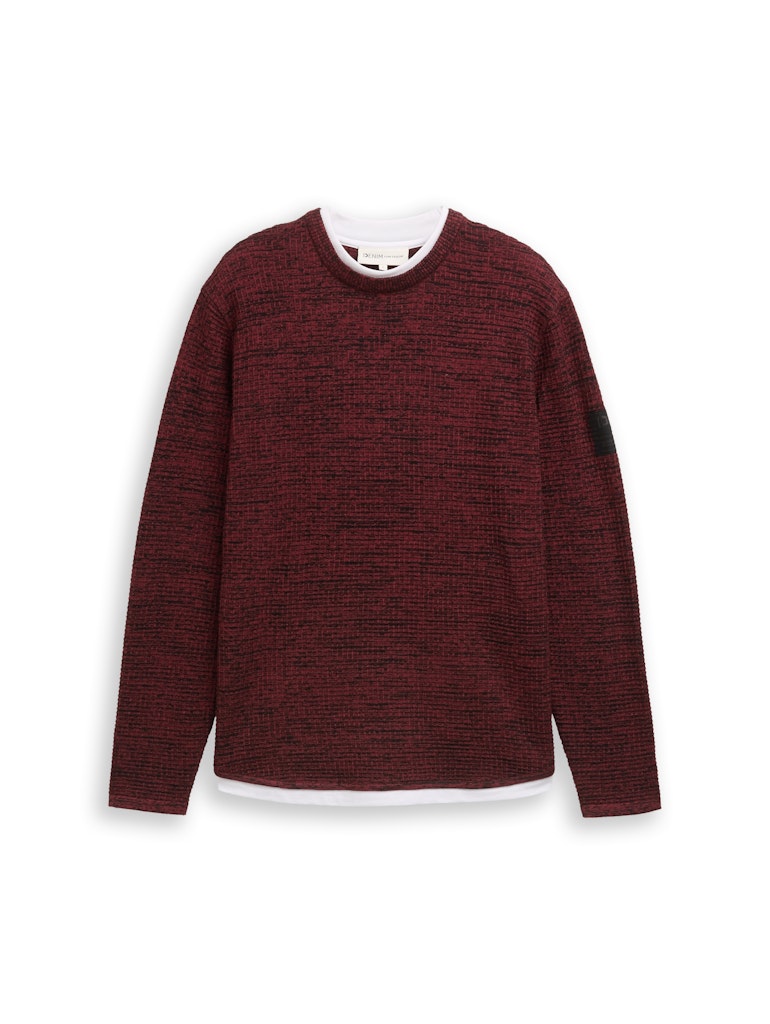 Tom Tailor denim Herren Pullover Burned Red Blac