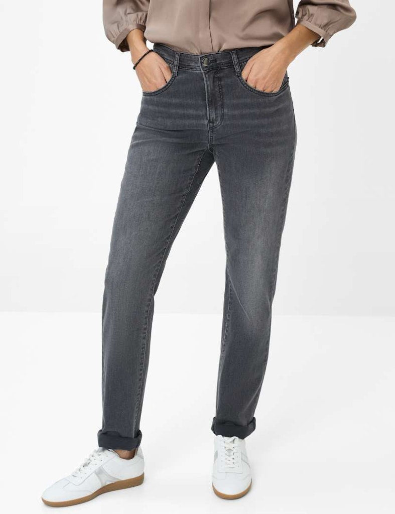 Brax Damen Jeans Used Dark Grey