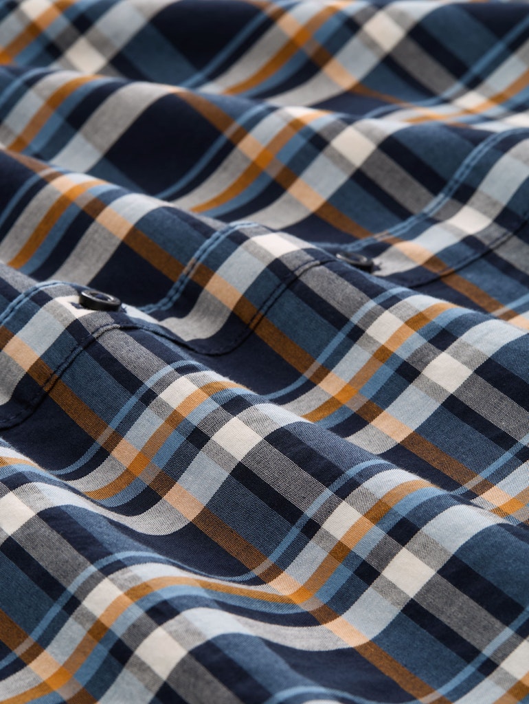 Tom Tailor Herren Hemden lang Navy Multicolor