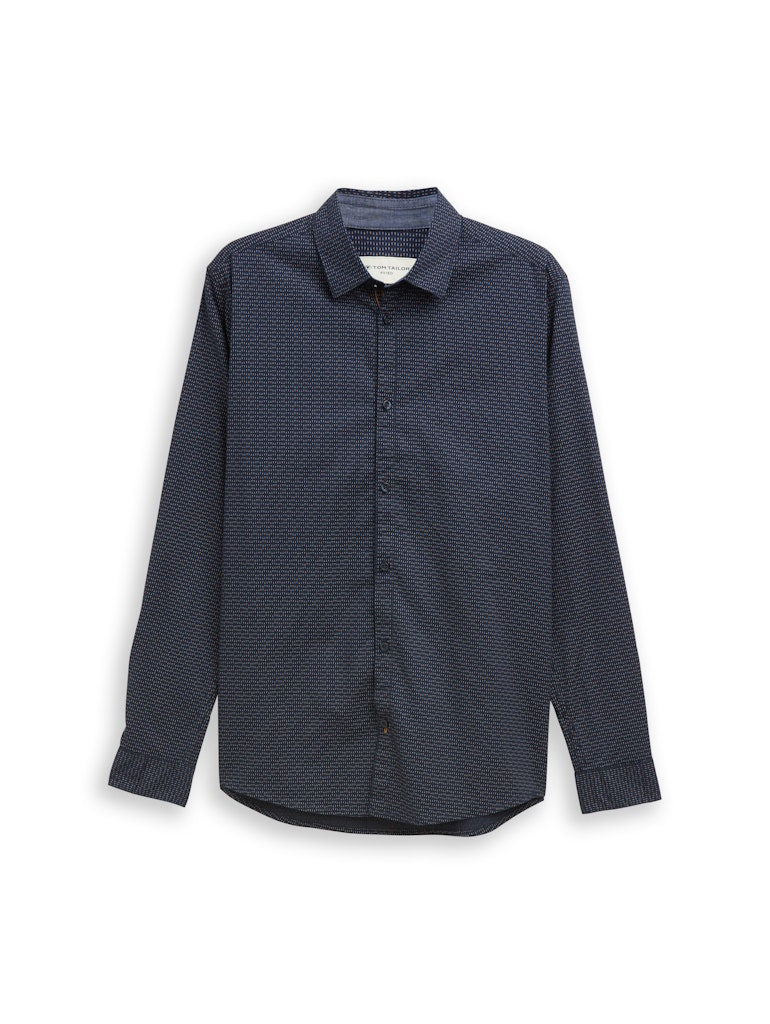 Tom Tailor Herren Hemden lang Navy Mini Spike
