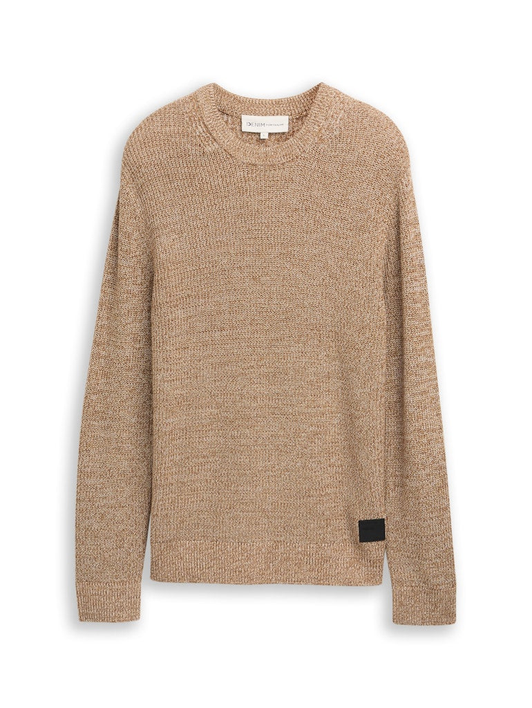 Tom Tailor denim Herren Pullover Brown Tonal Kni