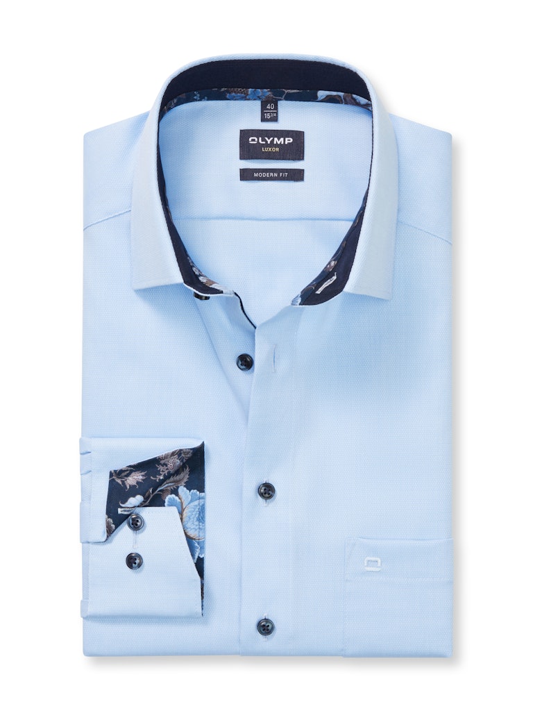 Olymp Herren Hemden lang Bleu