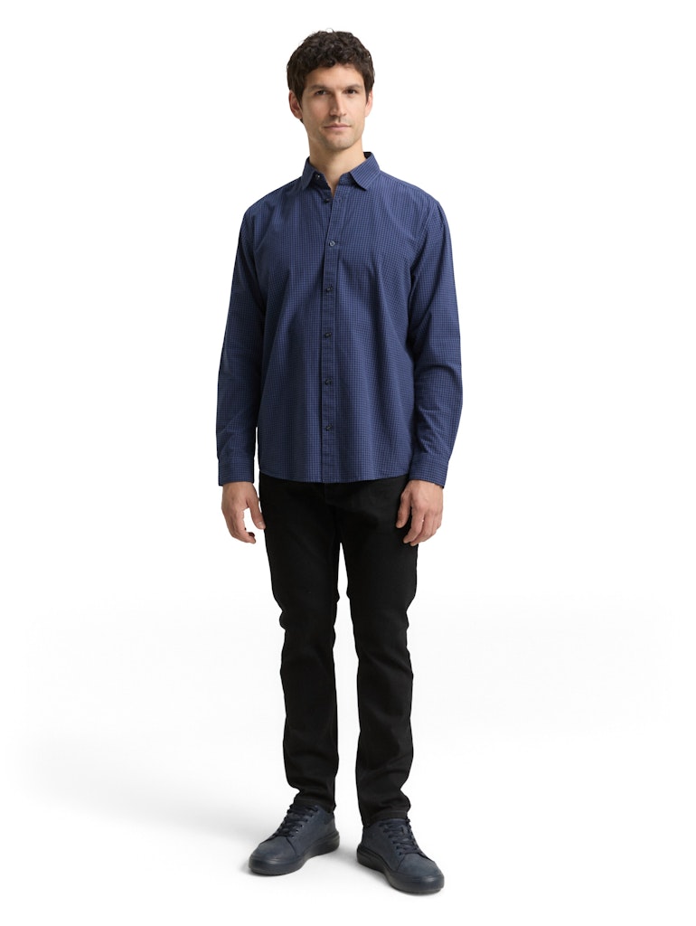Tom Tailor Herren Hemden lang Blue Vichy Chec