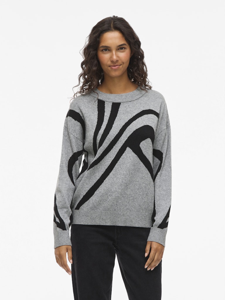 Vila Damen Pullover Medium Grey Mel