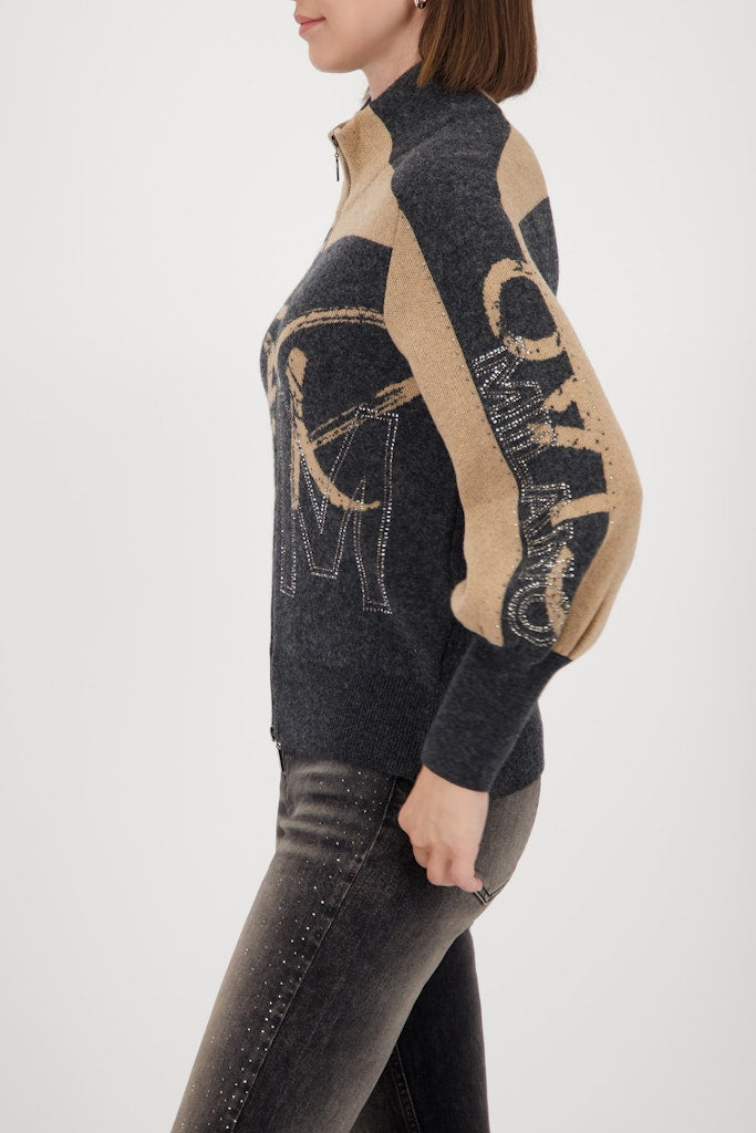 Monari Damen Strickjacken Anthra Mela