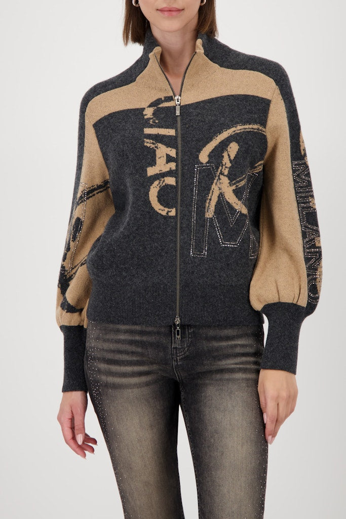 Monari Damen Strickjacken Anthra Mela