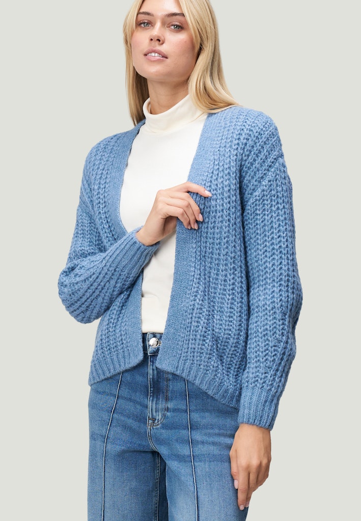 Zero Damen Strickjacken Middle Blue Mel