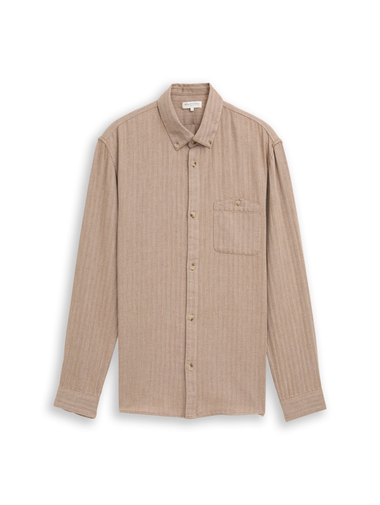 Tom Tailor denim Herren Hemden lang Brown White Her