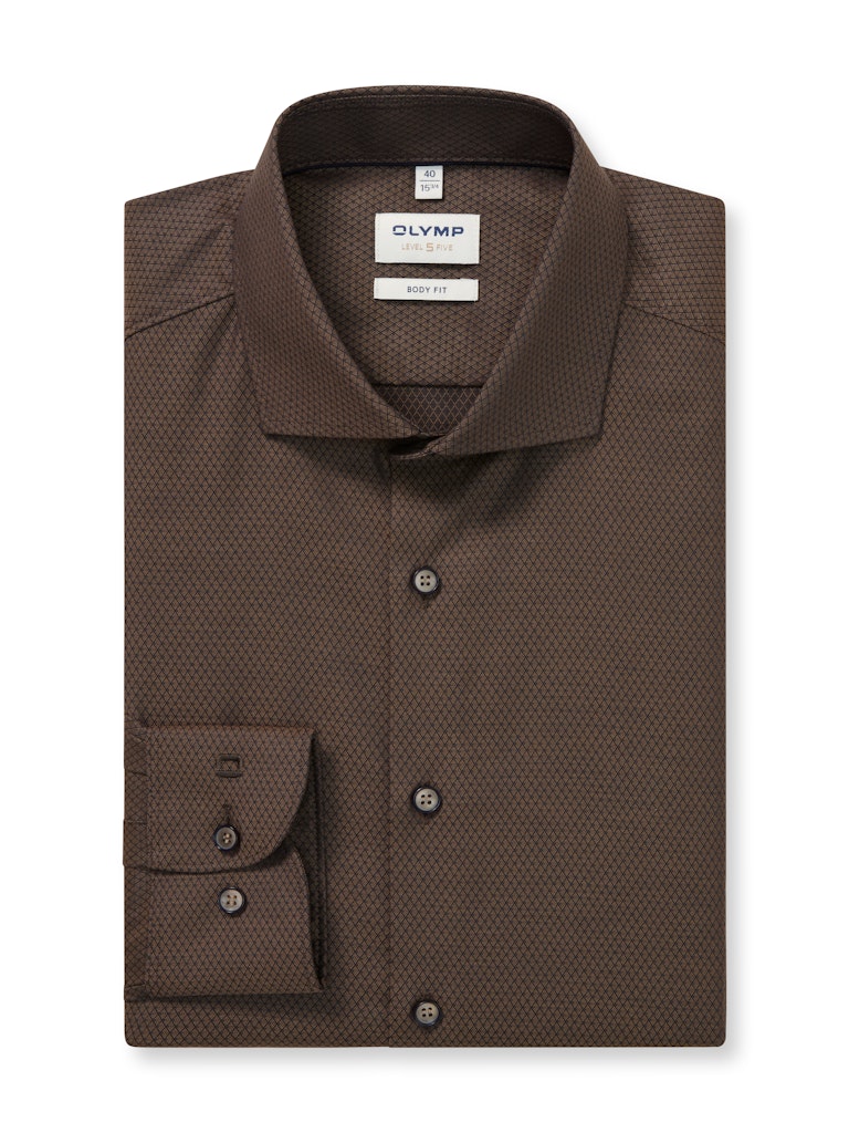 Olymp Herren Hemden lang Braun