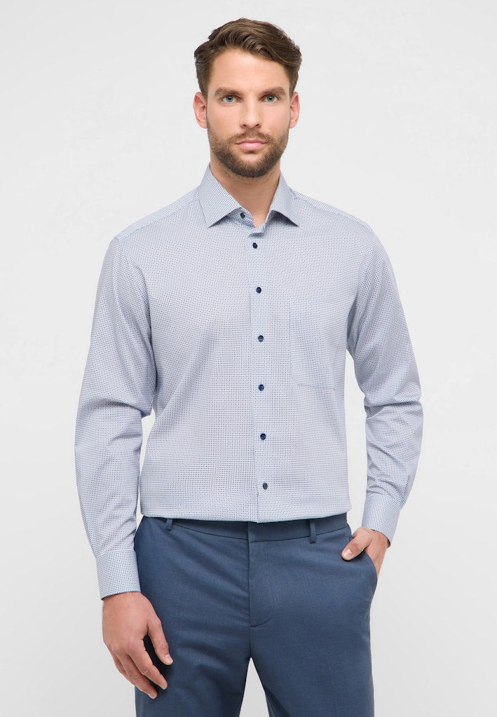 Eterna Herren Hemden lang Mittelblau