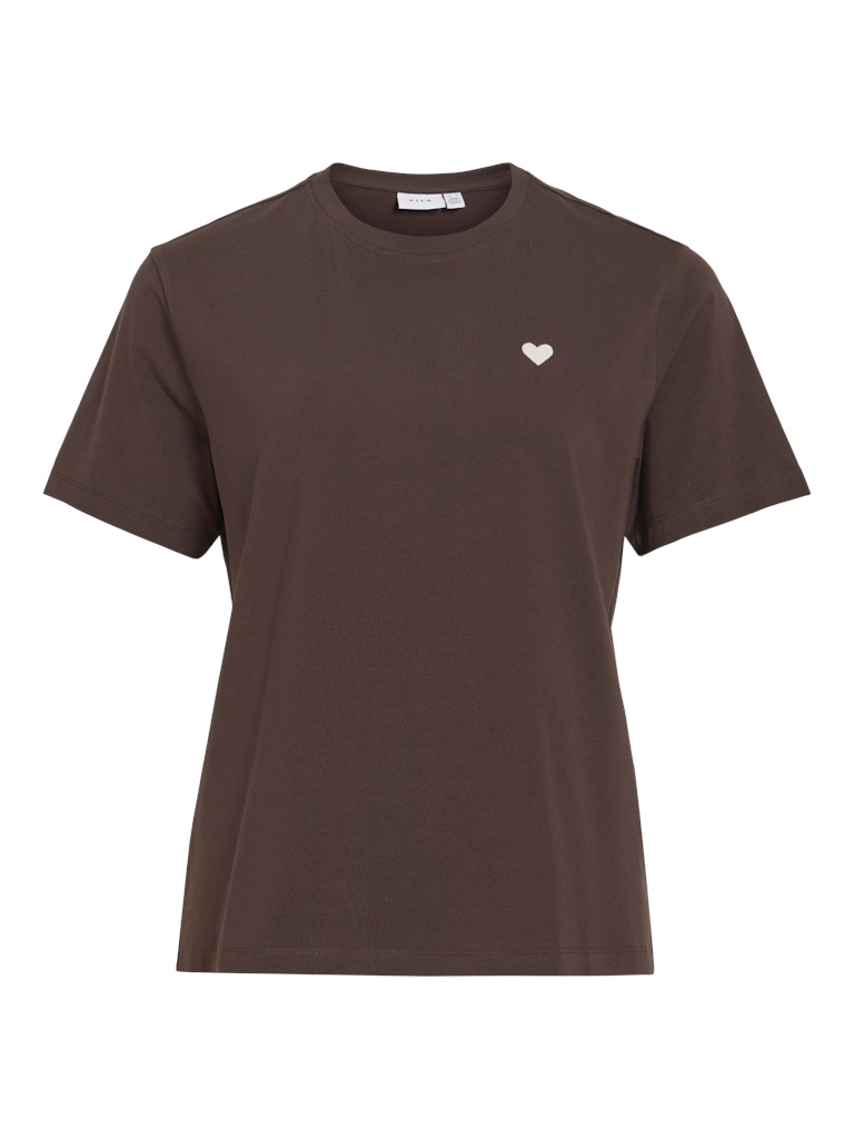 Vila Damen T-Shirts Coffee Bean/Emb