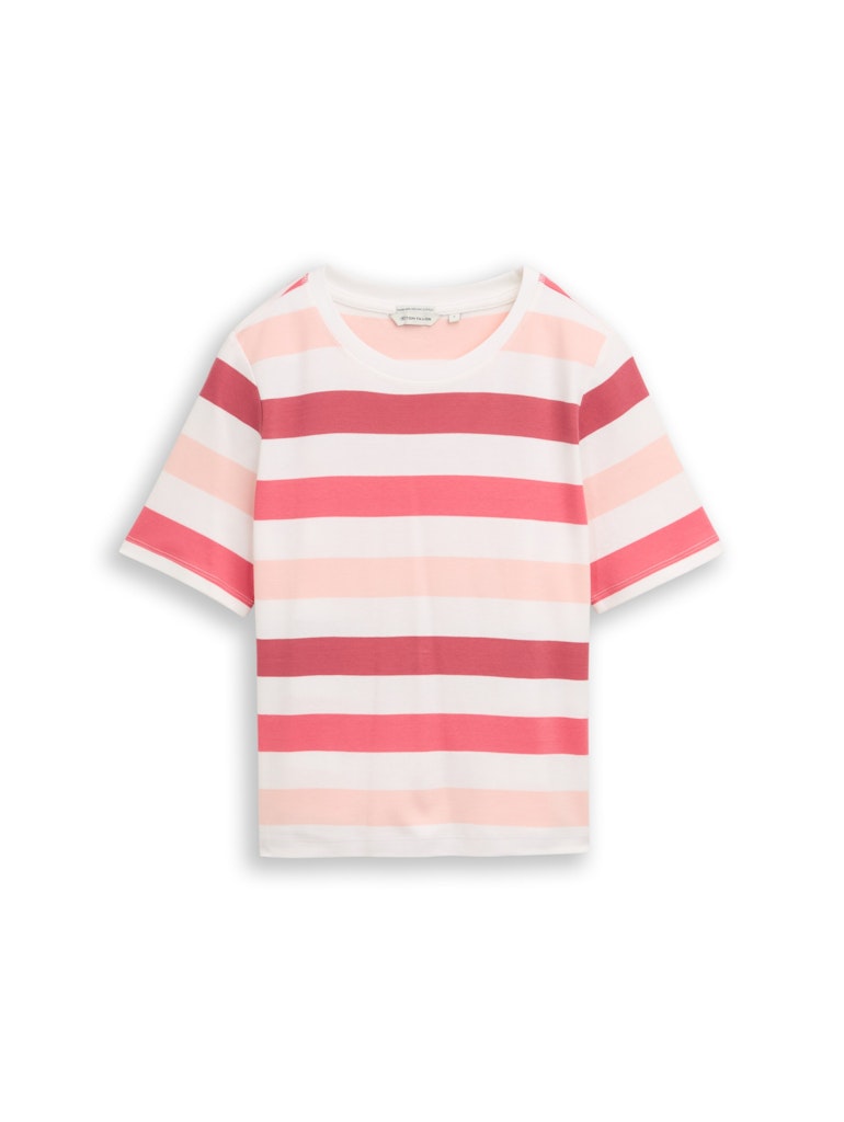 Tom Tailor Damen T-Shirts Coral Offwhite