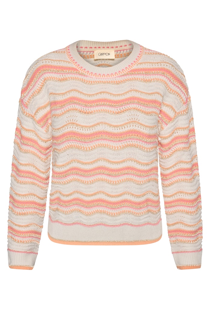 Cartoon Damen Pullover Cream/Orange